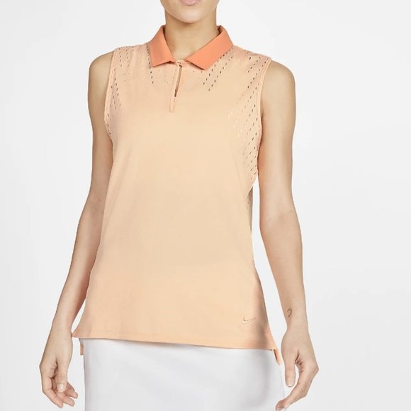Nike Dry Ace Keyhole Sleeveless Polo Tank Sunset Haze - Picture 1 of 4